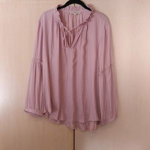 Loft Light Plum V Neck Top Peasant Blouse Large